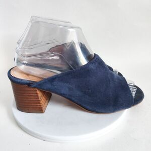 Halogen Faye Asymmetrical Slides Sandals‎ Womens Size 7 Cobalt Blue Suede Preppy